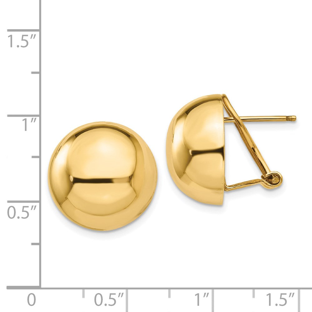 14k Yellow Gold 16 mm Half Ball Earrings (5.62 grams)