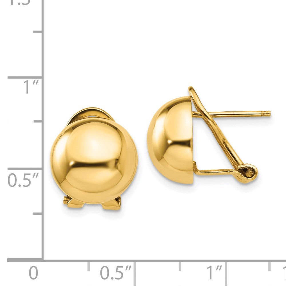 14k Yellow Gold 12 mm Half Ball Earrings (3.53 grams)