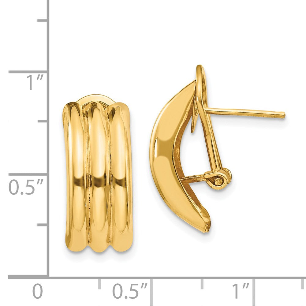 14k Yellow Gold 8 mm Omega Post Earrings (3.31 grams)