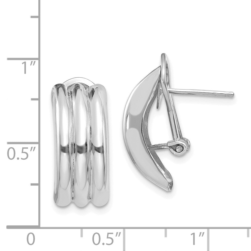 14k White Gold 8.5 mm Omega Post Earrings (3.37 grams)