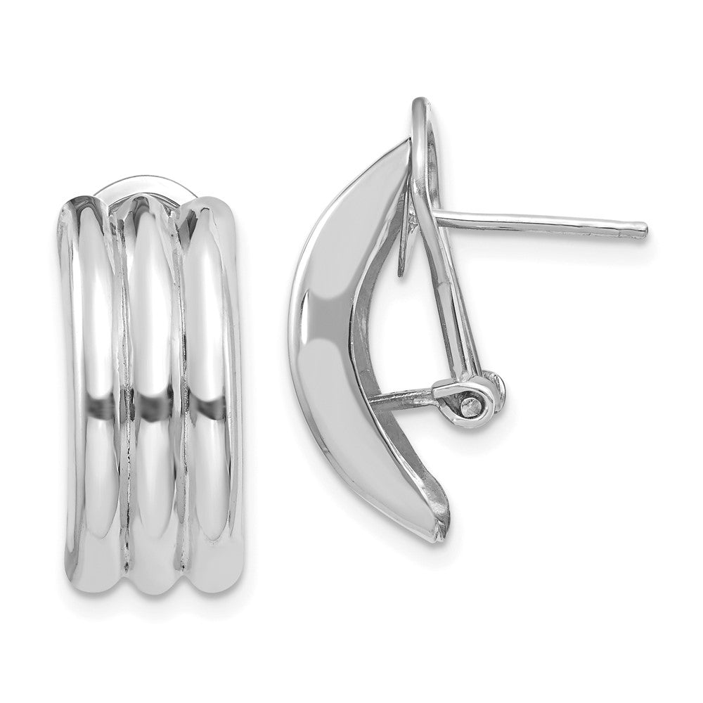 14k White Gold 8.5 mm Omega Post Earrings (3.37 grams)