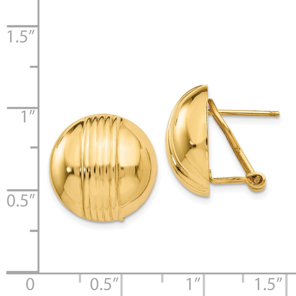 14k Yellow Gold 16 mm Omega Post Earrings (5.29 grams)