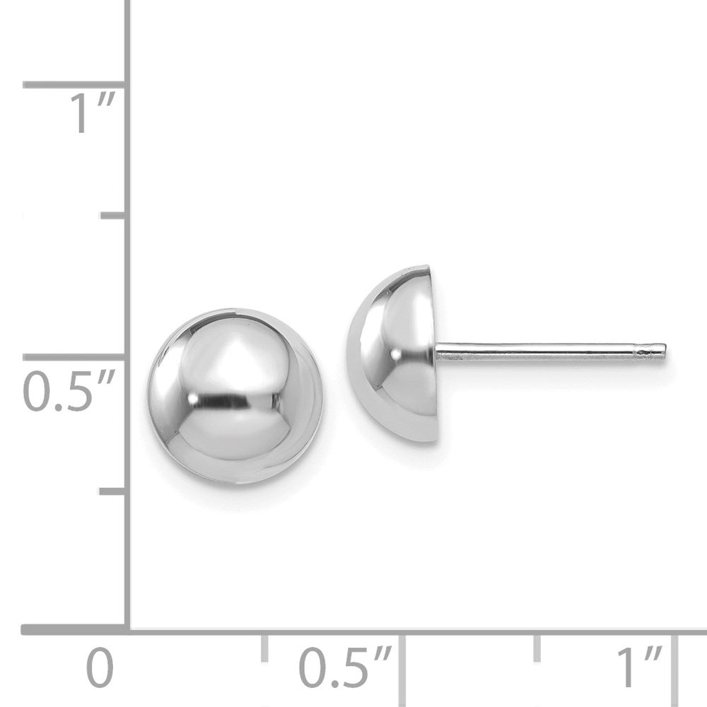 14k White Gold 8 mm Half Ball Post Earrings (1.24 grams)