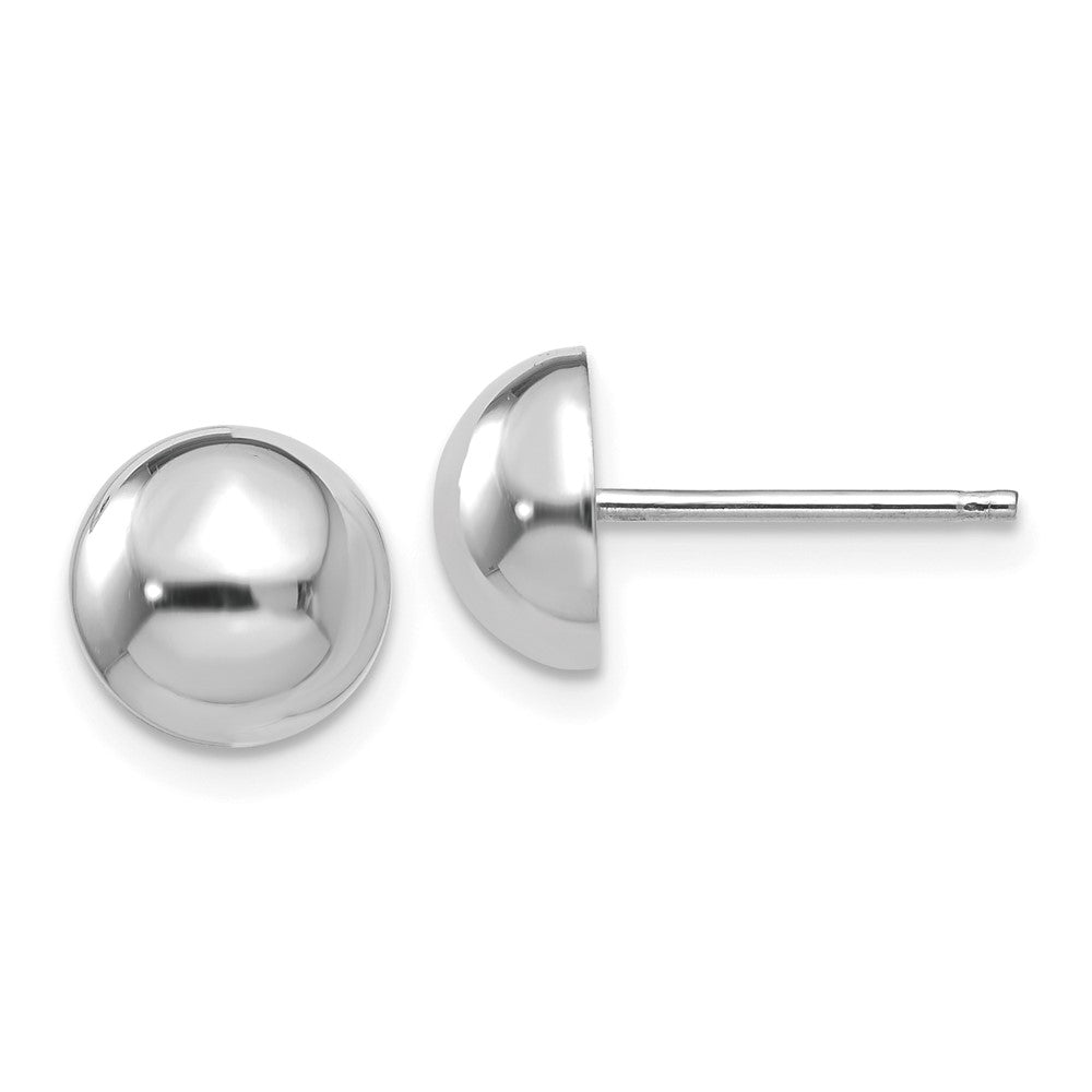 14k White Gold 8 mm Half Ball Post Earrings (1.24 grams)