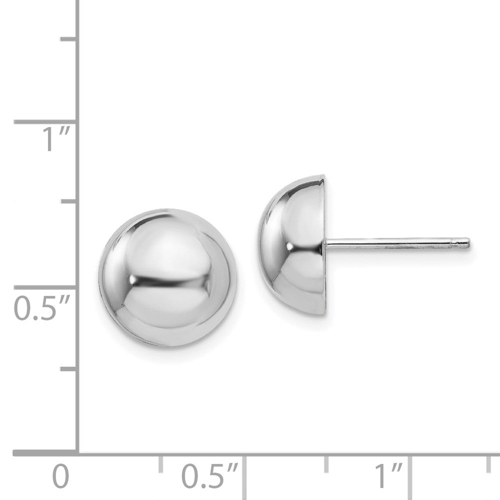 14k White Gold 10 mm Half Ball Post Earrings (1.8 grams)