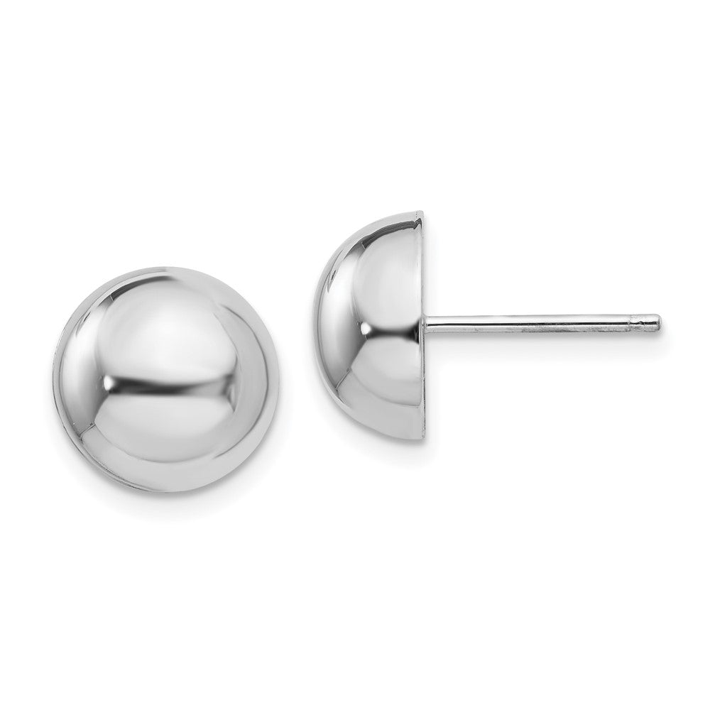 14k White Gold 10 mm Half Ball Post Earrings (1.8 grams)