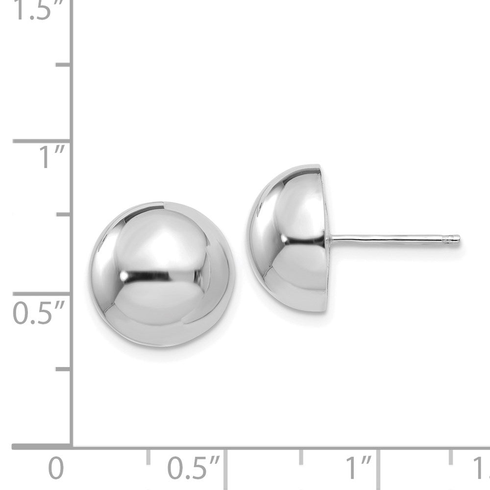 14k White Gold 12 mm Half Ball Post Earrings (2.22 grams)