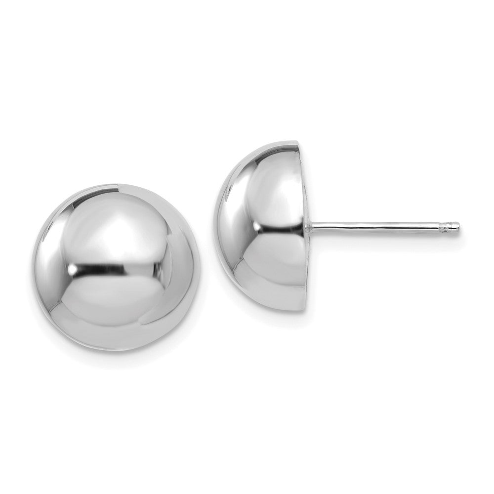 14k White Gold 12 mm Half Ball Post Earrings (2.22 grams)