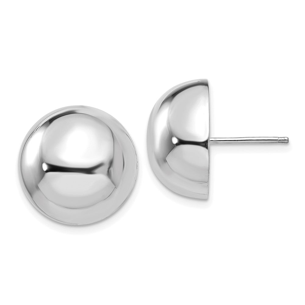 14k White Gold 16 mm Half Ball Post Earrings (4.19 grams)