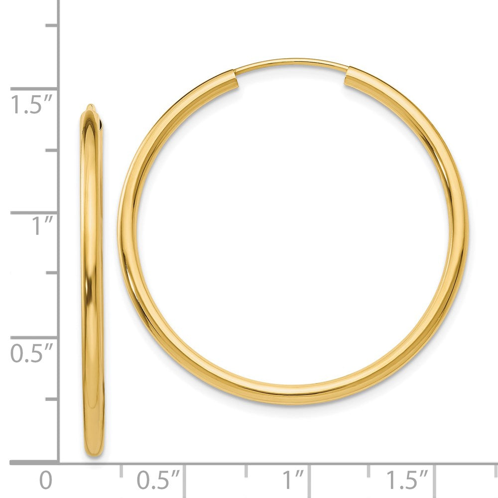 14k Yellow Gold 35 mm Hoop Earrings (1.75 grams)