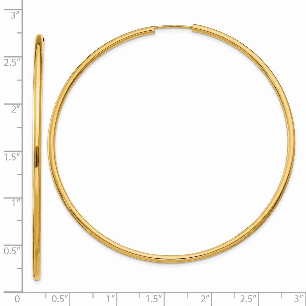 14k Yellow Gold 65 mm Hoop Earrings (3.42 grams)