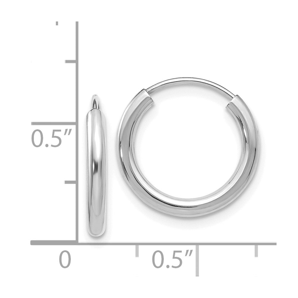 14k White Gold 16 mm Hoop Earrings (0.71 grams)