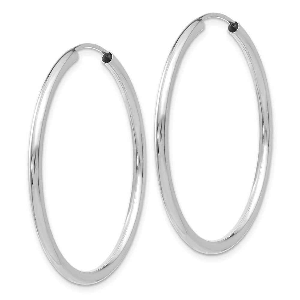 14k White Gold 35 mm Hoop Earrings (1.85 grams)