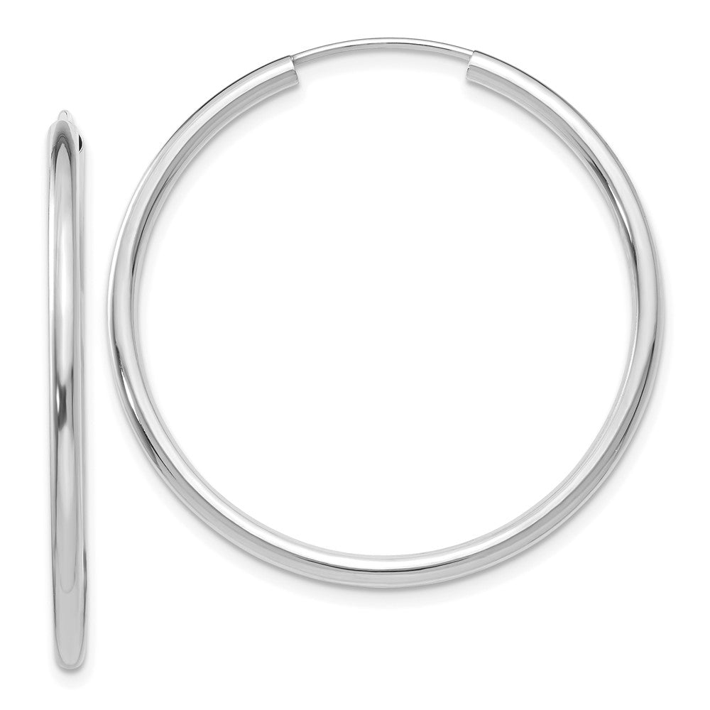 14k White Gold 35 mm Hoop Earrings (1.85 grams)