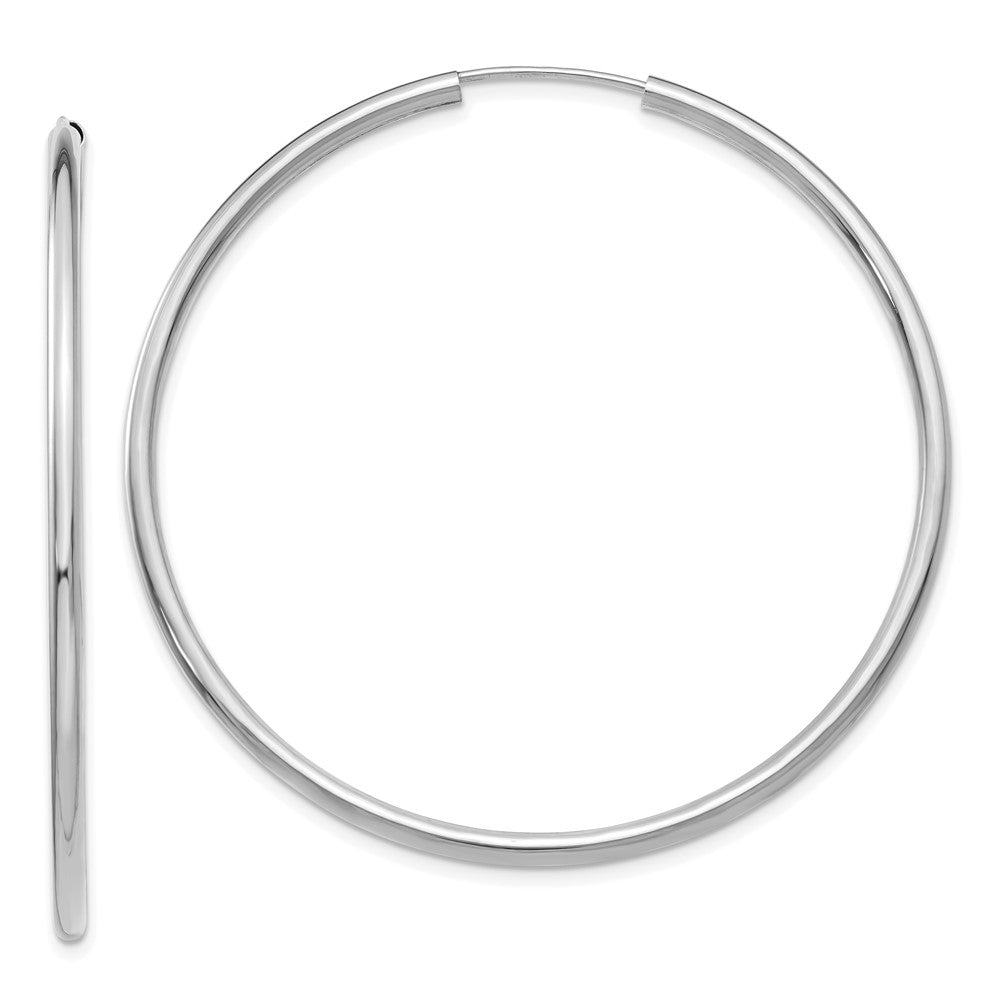 14k White Gold 50 mm Hoop Earrings (2.63 grams)