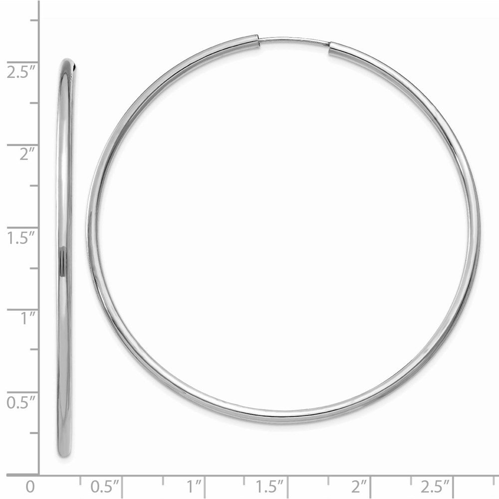 14k White Gold 60 mm Hoop Earrings (3.16 grams)