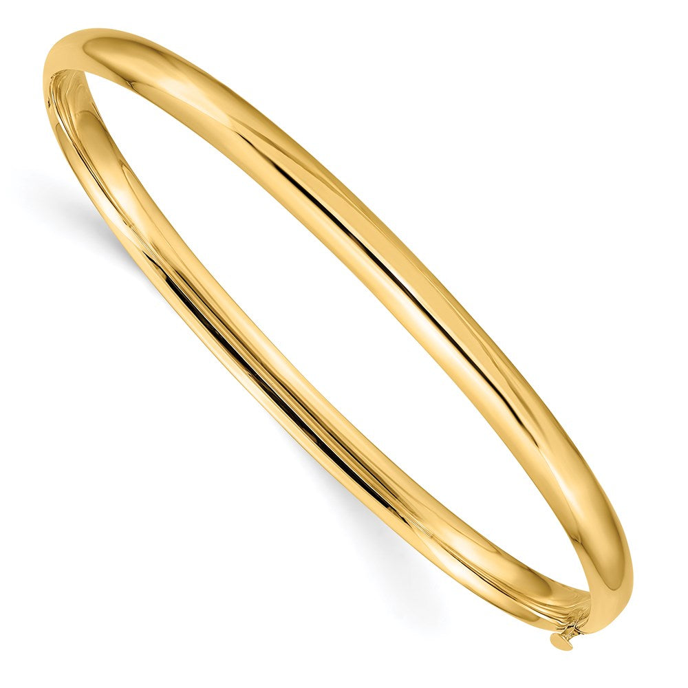 14k Yellow Gold 5 mm 3/16 Oversize High Polished Hinged Bangle Bracelet