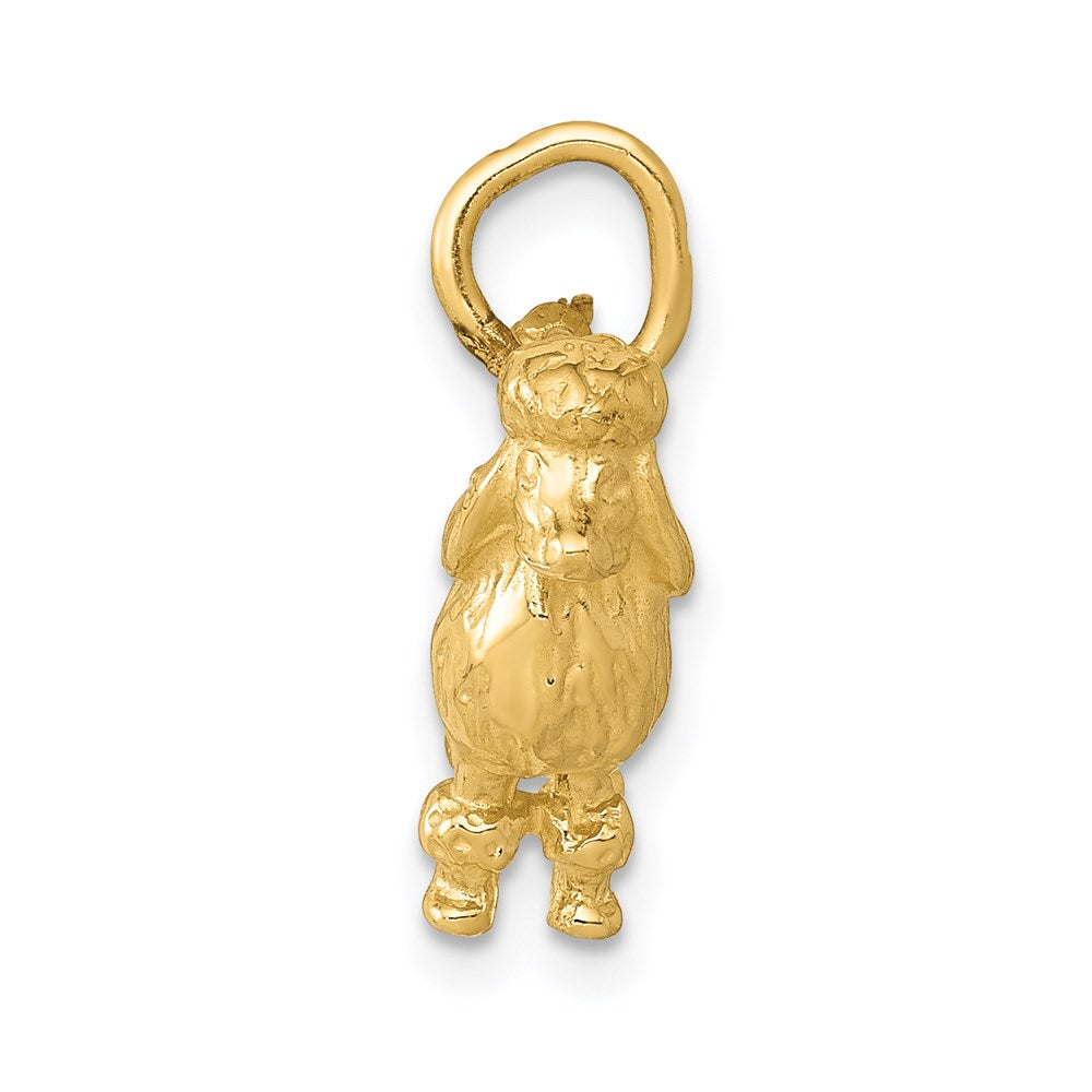 14k Yellow Gold 13 mm Solid 3-D Poodle Charm (3.02 grams)