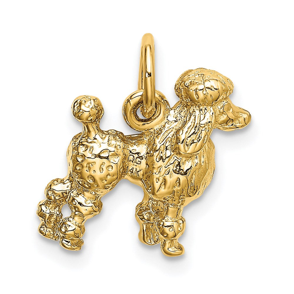 14k Yellow Gold 13 mm Solid 3-D Poodle Charm (3.02 grams)