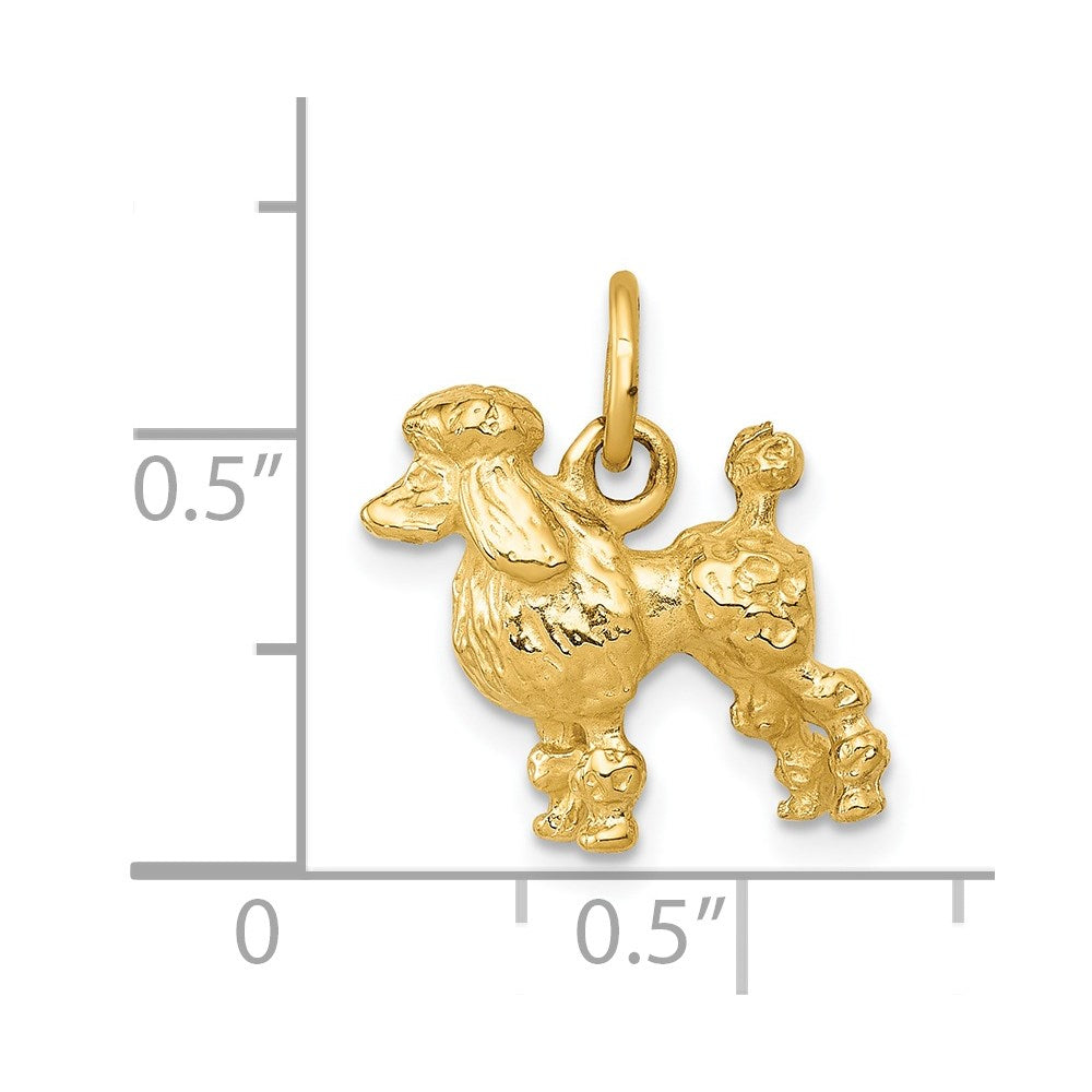 14k Yellow Gold 13 mm Solid 3-D Poodle Charm (3.02 grams)