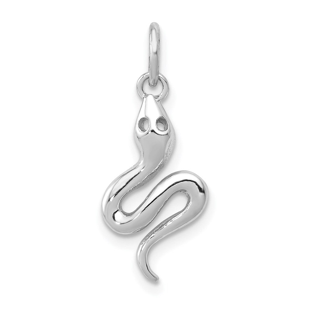 14k White Gold 9 mm Solid Polished Snake Charm (0.69 grams)