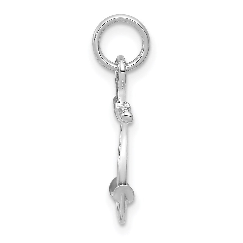 14k White Gold 14 mm  Solid Polished 3-D Anchor Charm (0.52 grams)