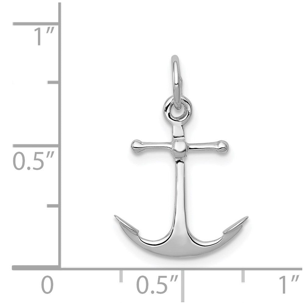 14k White Gold 14 mm  Solid Polished 3-D Anchor Charm (0.52 grams)