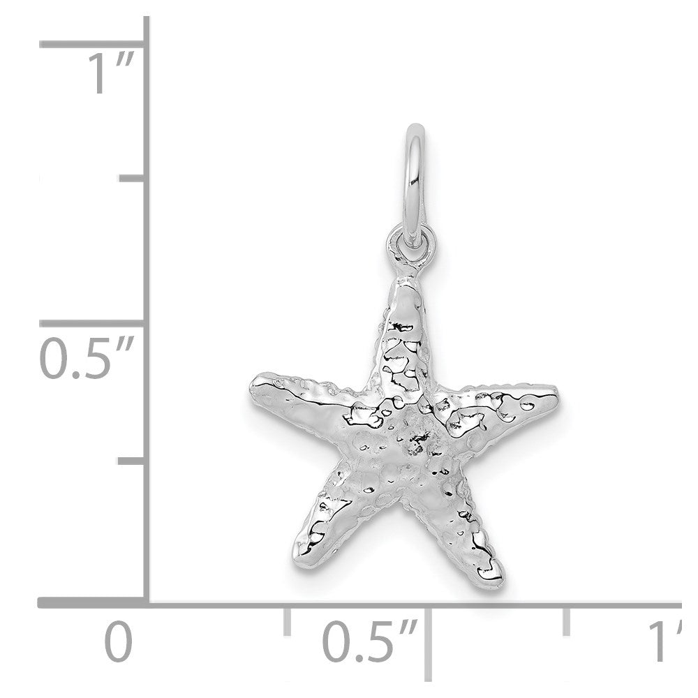 14k White Gold 14 mm  Polished 3-D Starfish Pendant (0.85 grams)