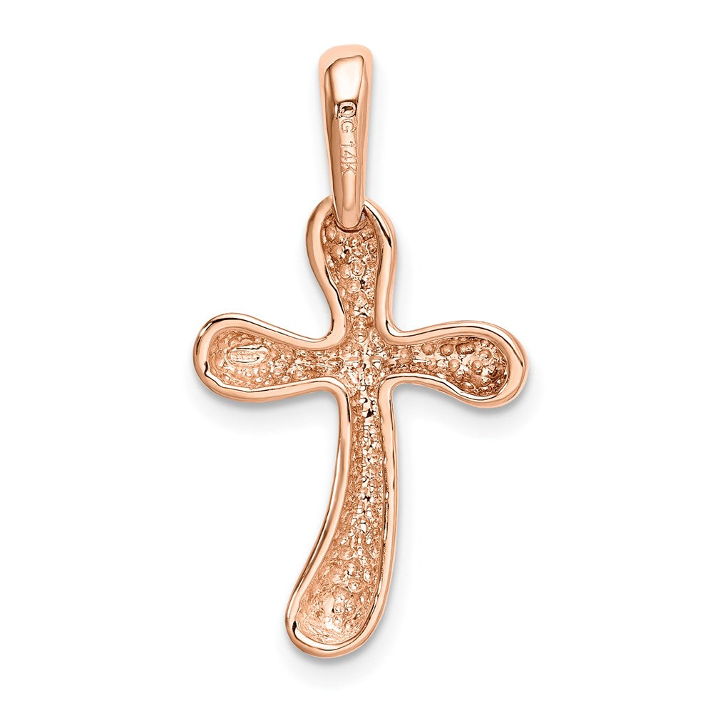 14k Rose Gold 15 mm Freeform Cross Pendant (1.58 grams)