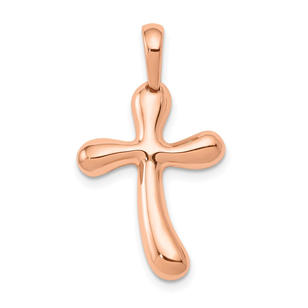 14k Rose Gold 15 mm Freeform Cross Pendant (1.58 grams)