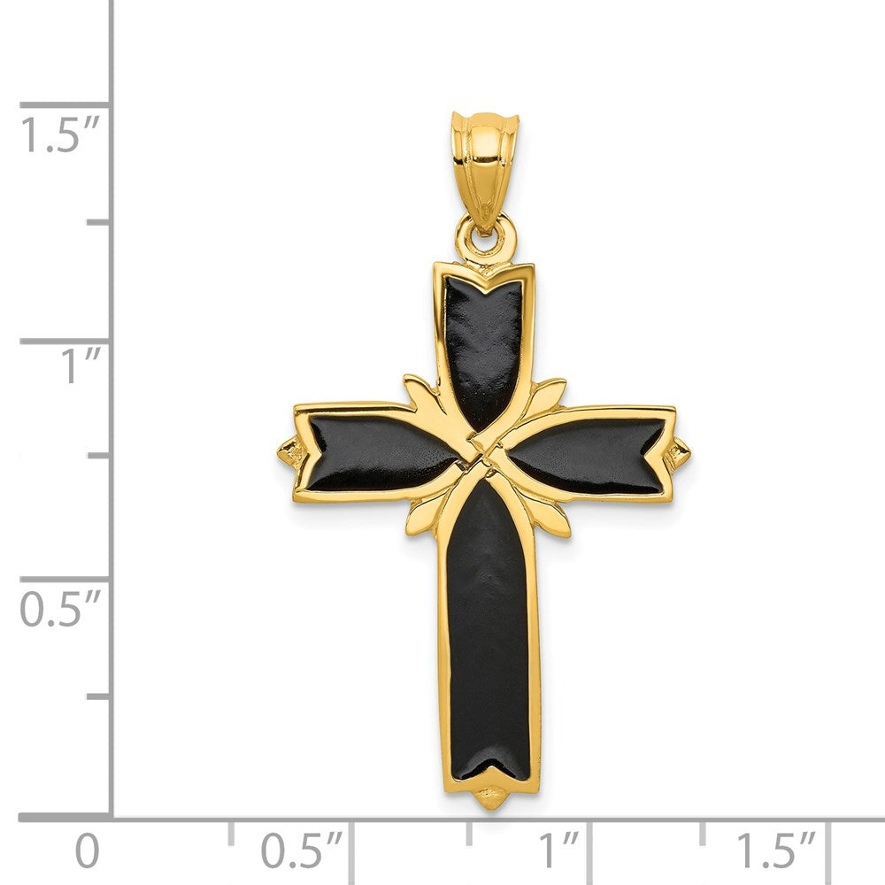 14k Yellow Gold 22 mm Enameled Latin Cross Pendant (3.19 grams)