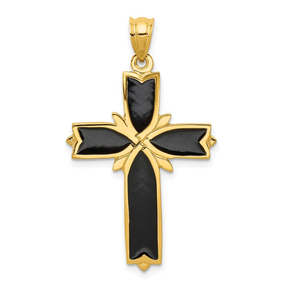 14k Yellow Gold 22 mm Enameled Latin Cross Pendant (3.19 grams)