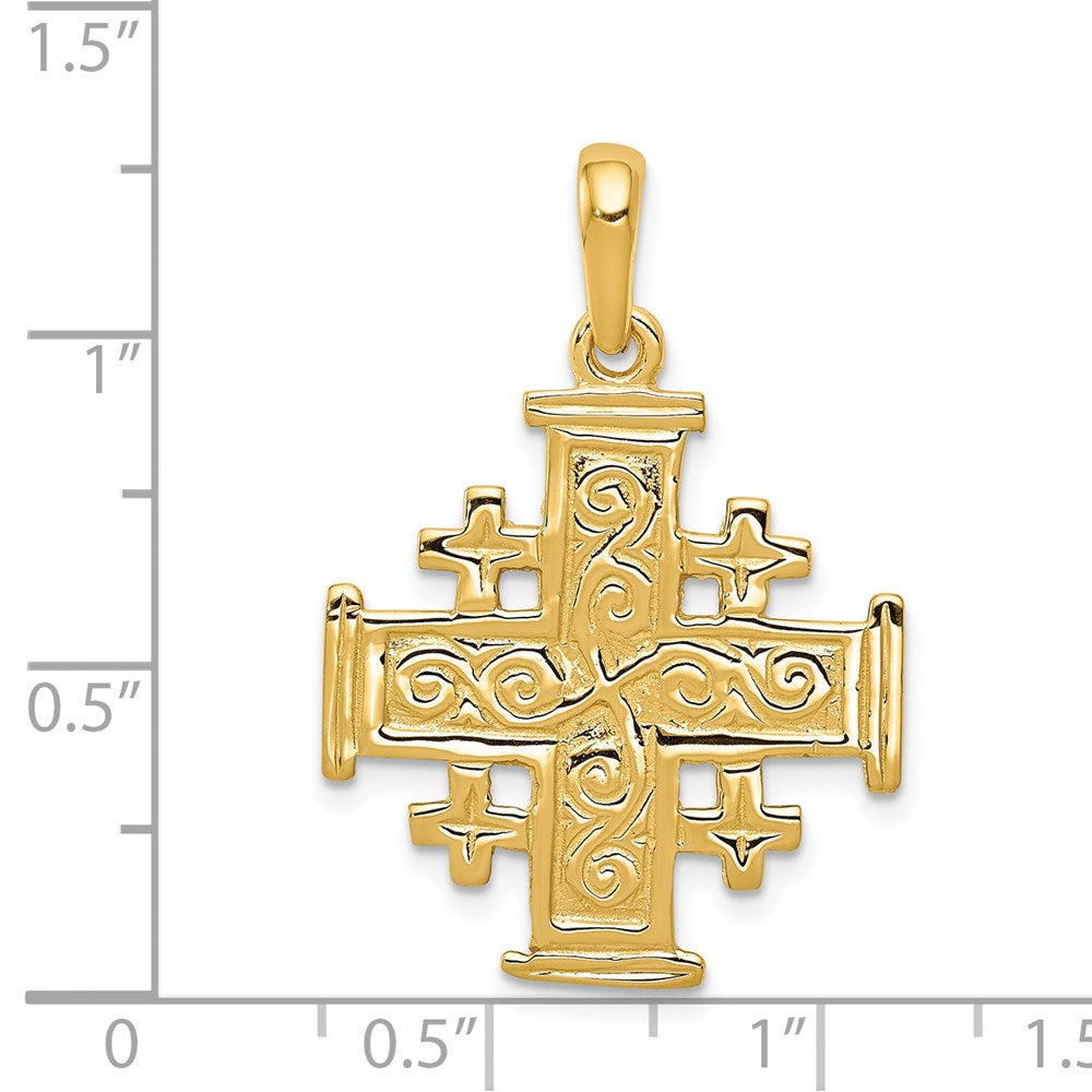 14k Yellow Gold 22 mm Jerusalem Cross Pendant (3.36 grams)