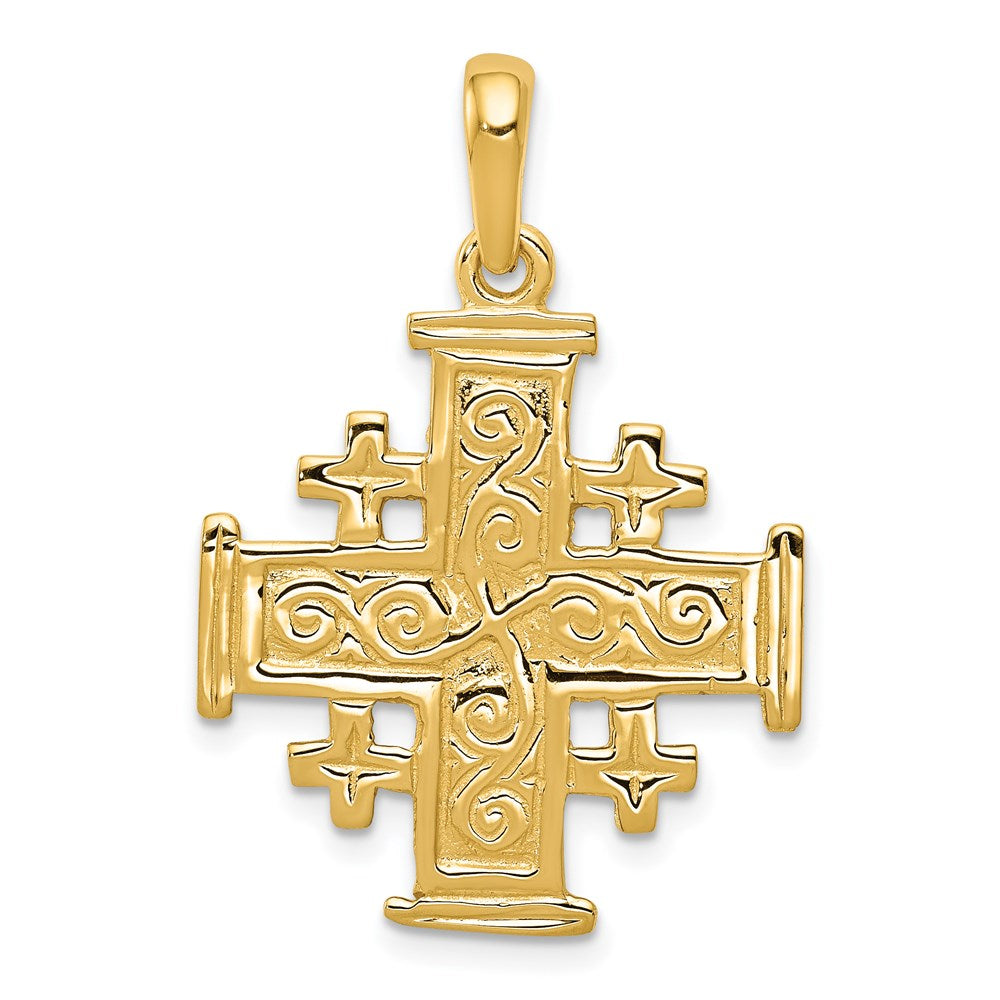 14k Yellow Gold 22 mm Jerusalem Cross Pendant (3.36 grams)