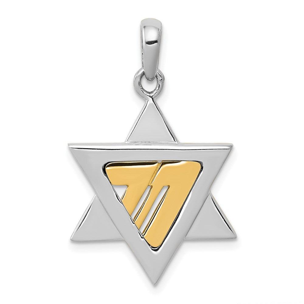 14k Two-tone 20 mm Star of David Pendant (3.11 grams)