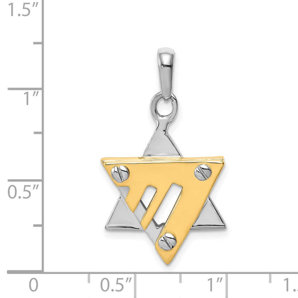 14k Two-tone 18 mm Star of David Pendant (4.02 grams)