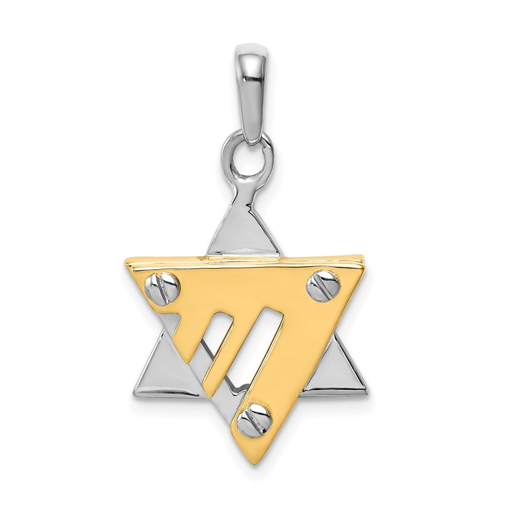 14k Two-tone 18 mm Star of David Pendant (4.02 grams)