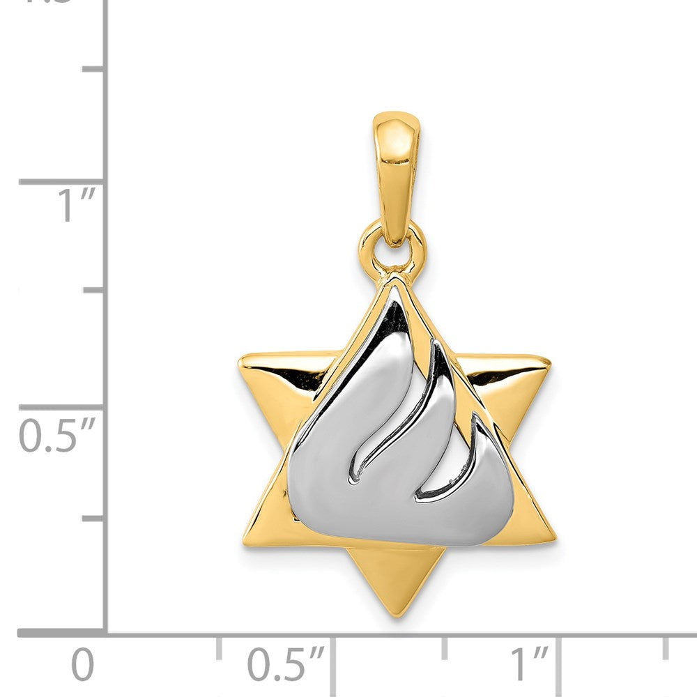 14k Two-tone 18 mm Star of David Pendant (3.8 grams)