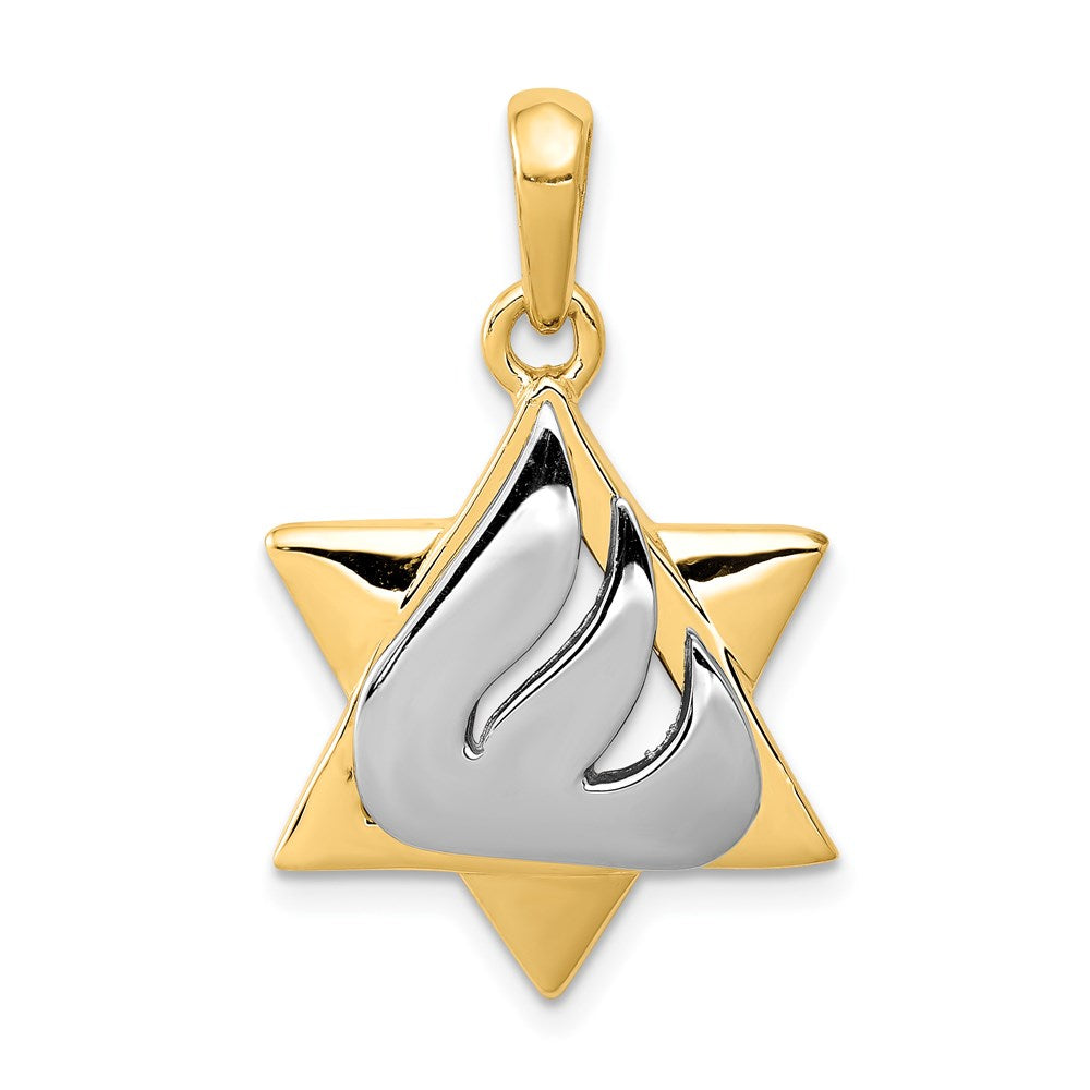 14k Two-tone 18 mm Star of David Pendant (3.8 grams)