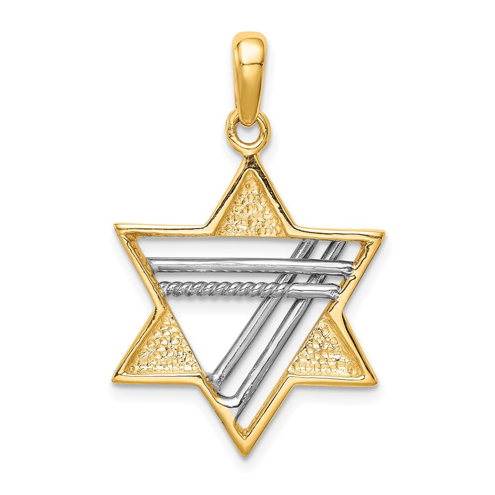 14k Two-tone 21 mm Star of David Pendant (3.56 grams)