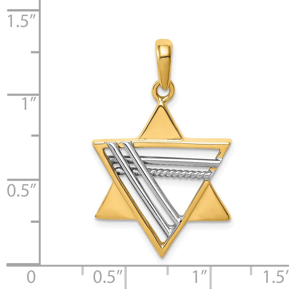 14k Two-tone 21 mm Star of David Pendant (3.56 grams)