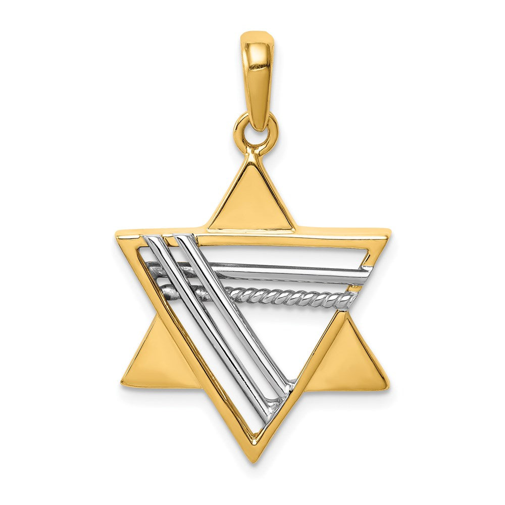 14k Two-tone 21 mm Star of David Pendant (3.56 grams)