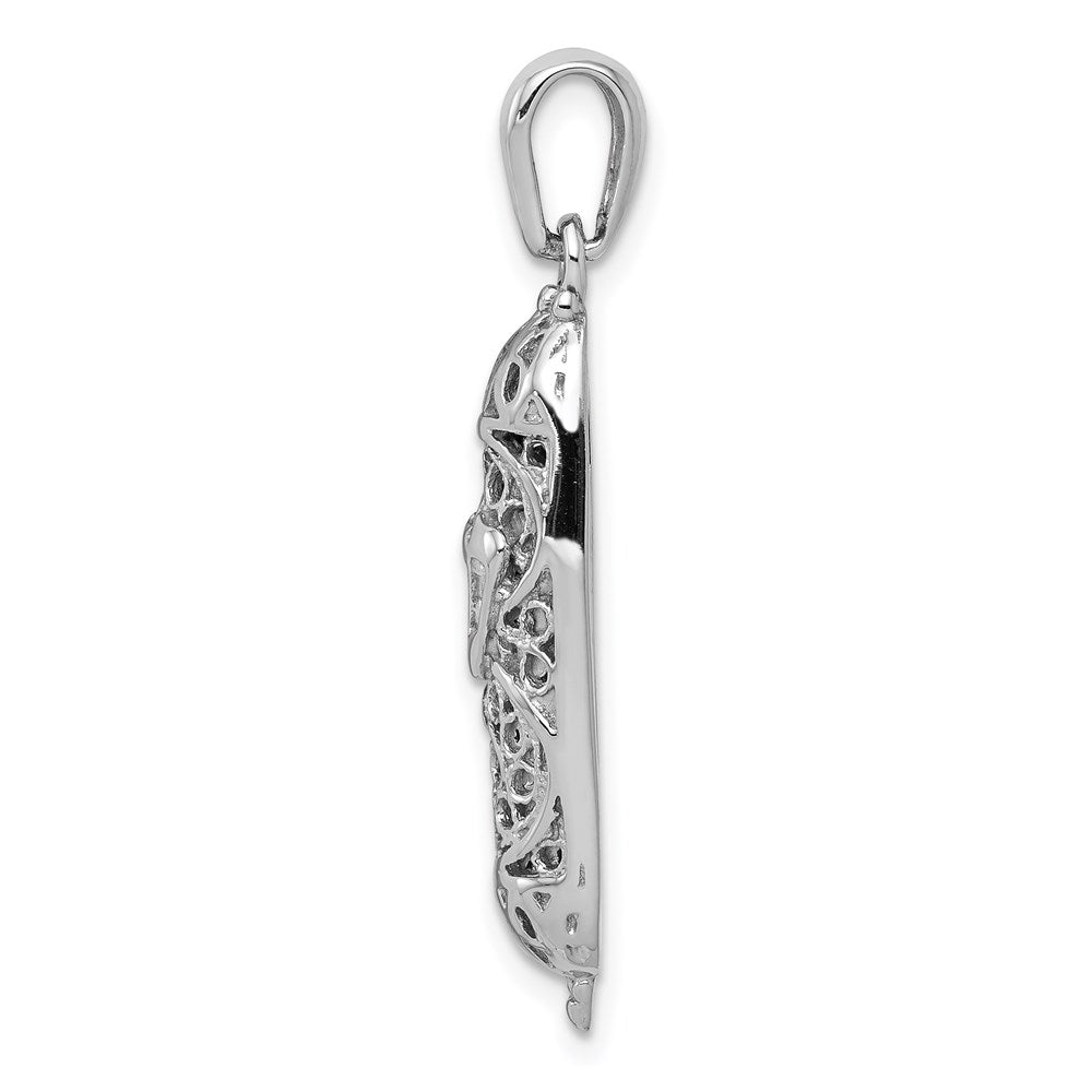 14k White Gold 7 mm  3D Mezuzah Pendant (2.93 grams)