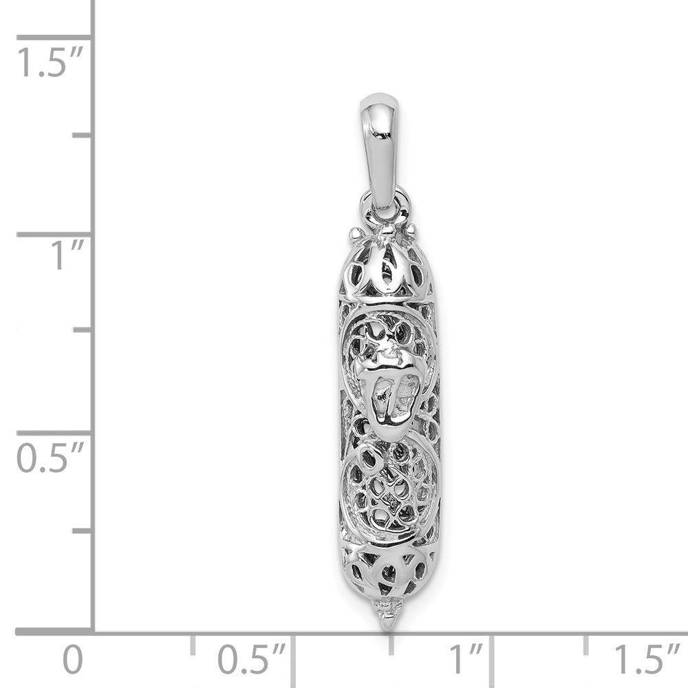14k White Gold 7 mm  3D Mezuzah Pendant (2.93 grams)