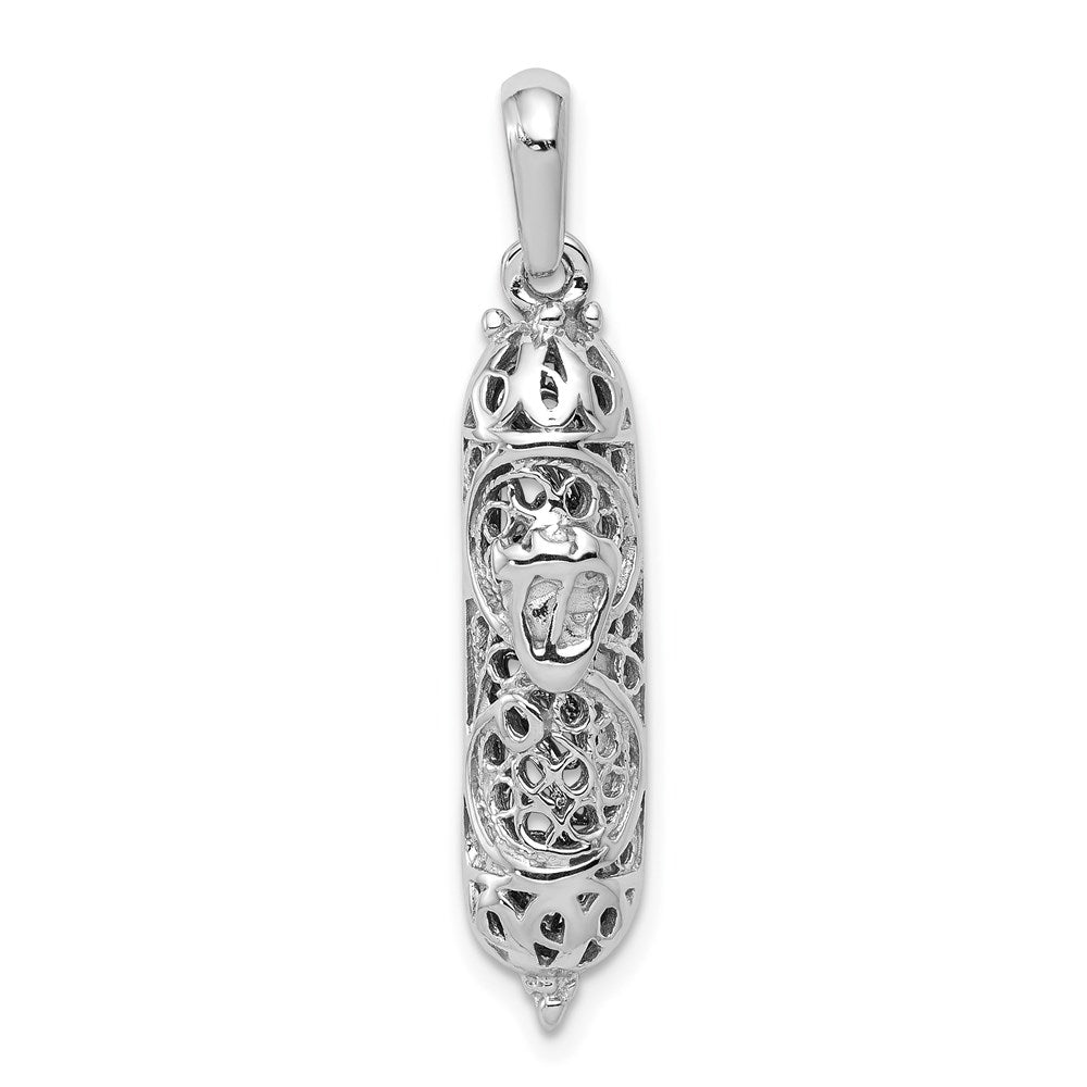14k White Gold 7 mm  3D Mezuzah Pendant (2.93 grams)