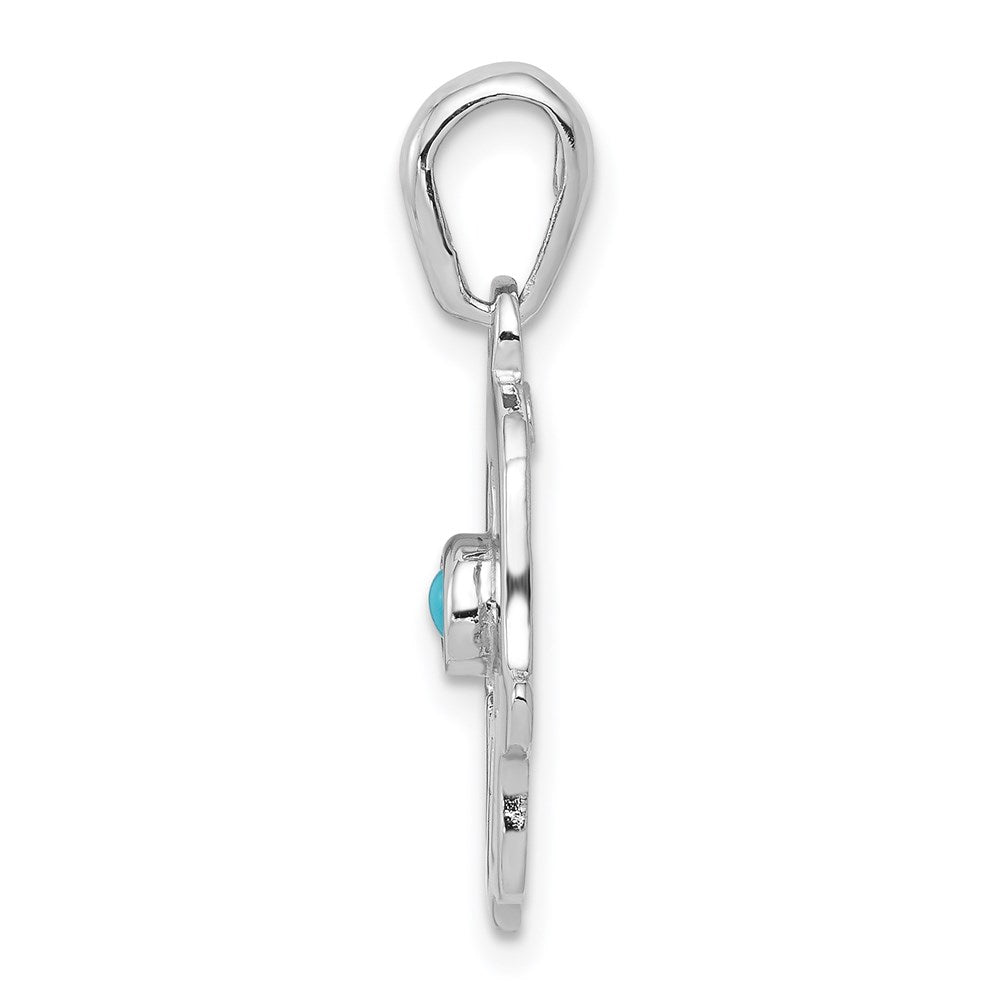 14k White Gold 13 mm Turquoise Chamseh Pendant (1.64 grams)