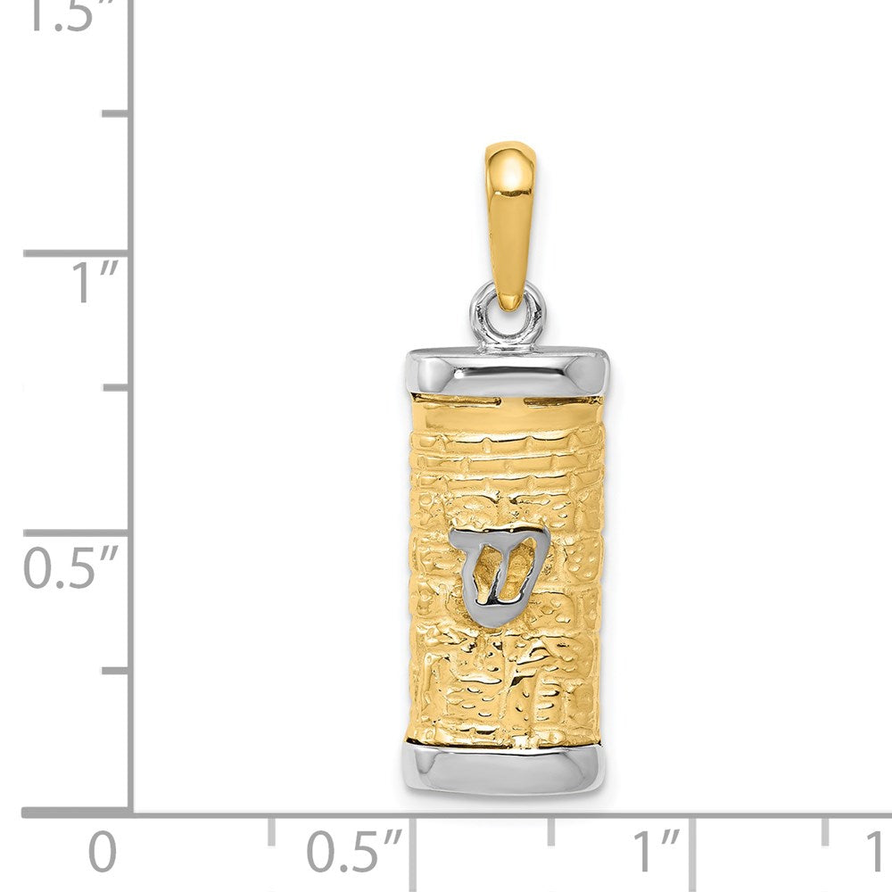 14k Two-tone 10 mm Two-Tone 3D Mezuzah Pendant (4.97 grams)