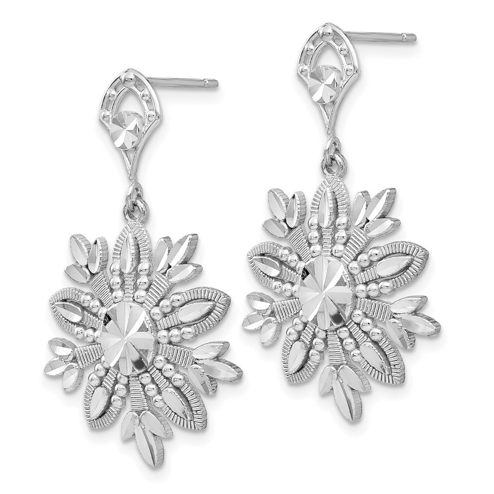14k White Gold 18 mm Fancy Snowflake Dangle Earrings (2.91 grams)