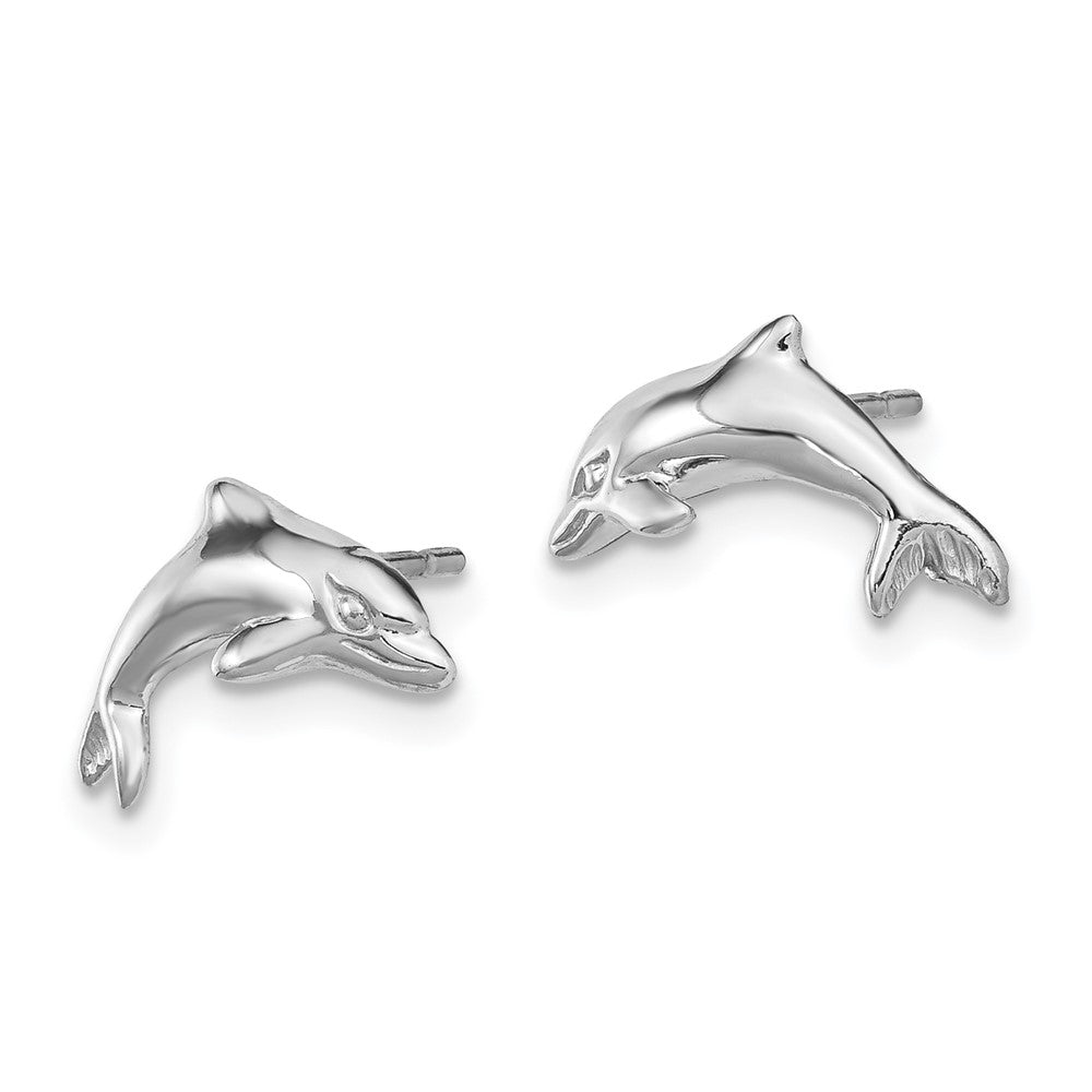 14k White Gold 10 mm Dolphin Earrings (1.14 grams)