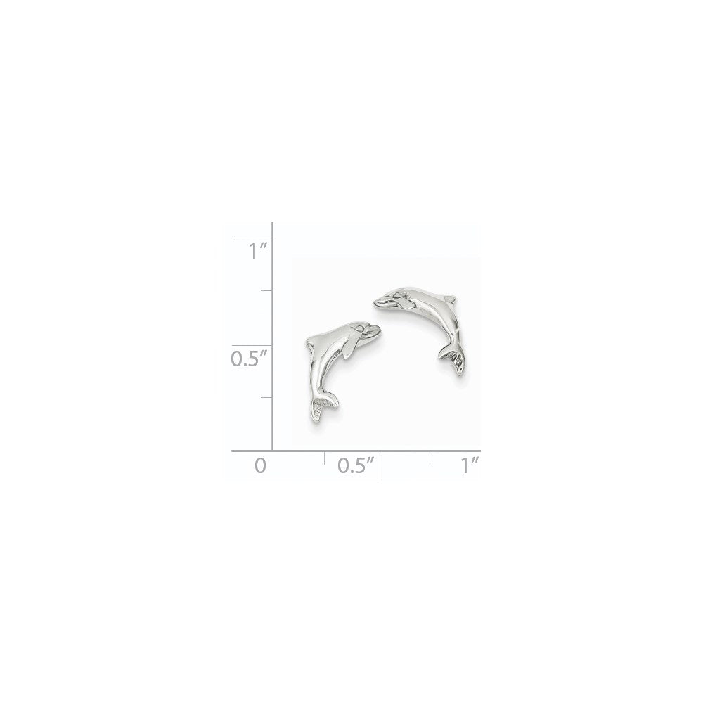 14k White Gold 10 mm Dolphin Earrings (1.14 grams)